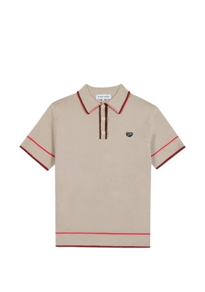 Maison Labiche contrast-trim heart-patch polo shirt - Neutrals