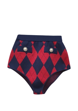 Alessandra Rich argyle knit shorts - Blue