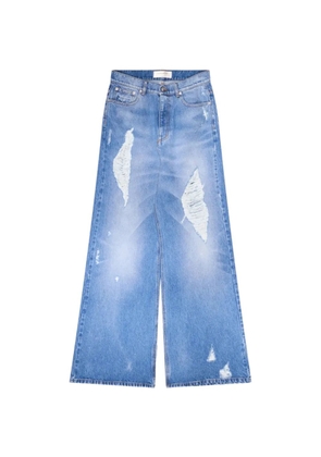 matieres fecales distressed wide-leg jeans - Blue