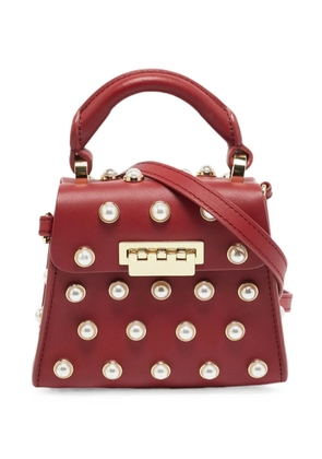Zac Posen pearl-embellished leather mini tote bag - Red