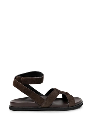 BOSS logo-patch touch-strap sandals - Brown