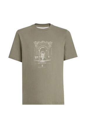 Brunello Cucinelli cotton jersey crew neck T-shirt with print - Green