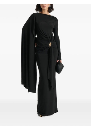 Manière De Voir Edena in black asym ruched draped maxi dress
