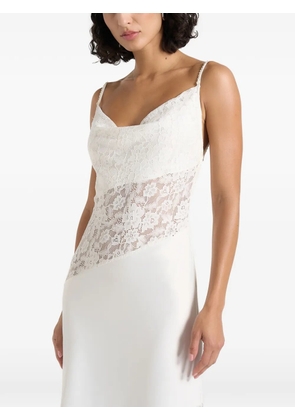 Manière De Voir Naya in white asymmetric lace maxi dress