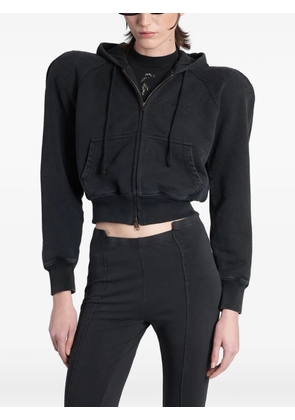 VETEMENTS padded-shoulder zip-up hoodie - Black
