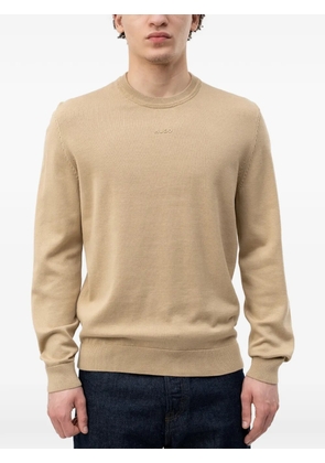 HUGO logo-plaque crew-neck sweater - Neutrals