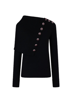 Rabanne asymmetrical sailor-collar sweater - Black