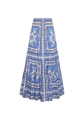 Cara Cara printed tiered long-skirt - Blue