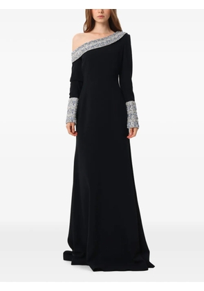 Dina Melwani crystal-embellished off-shoulder maxi dress - Black