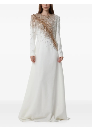 Dina Melwani crystal-embellished maxi gown - White