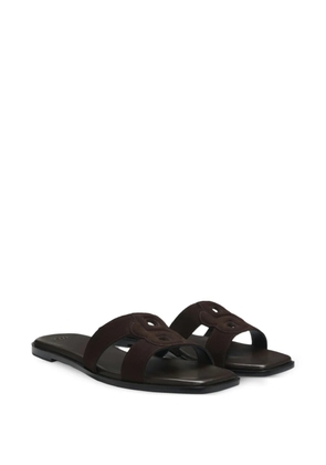 BOSS logo-patch suede sandals - Brown