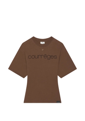 Courrèges logo-print waisted T-shirt - Brown