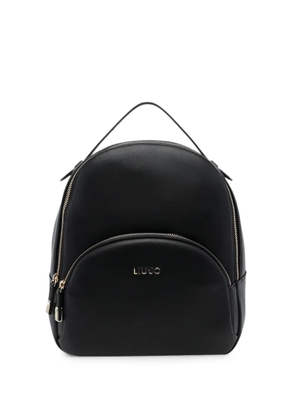 LIU JO grained logo-plaque backpack - Black