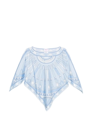 PUCCI graphic-print asymmetric-hem top - Blue