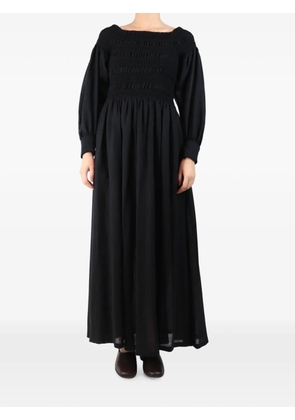 Max Mara shirred long-sleeved maxi dress - Black