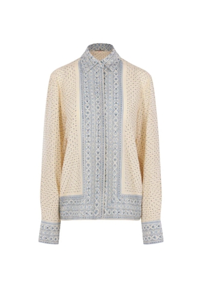 Ermanno Scervino crystal-embellished geometric-print shirt - Neutrals