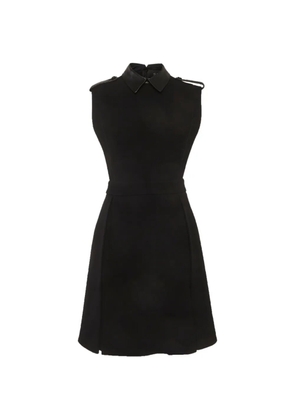 Gucci Pre-Owned leather-trim sleeveless mini dress - Black