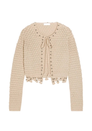 Rabanne bead-embellished crochet cardigan - Neutrals