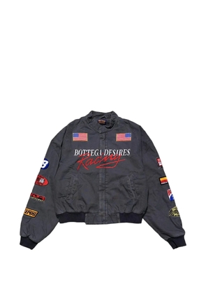 Bottega Desires logo-patch embroidered denim jacket - Grey