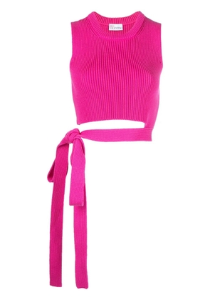 RED Valentino tie-strap ribbed-knit top - Pink