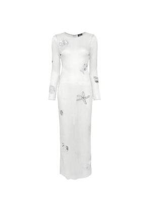 Leslie Amon sequin-embellished pleated maxi-dress - Silver