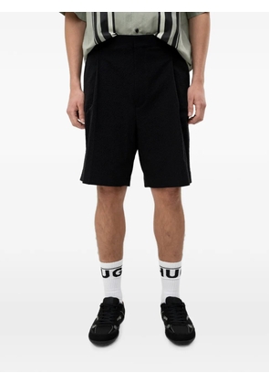 HUGO seersucker-textured pleated shorts - Black