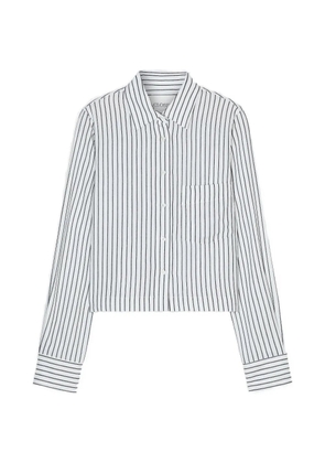 Closed striped crop-shirt - Neutrals