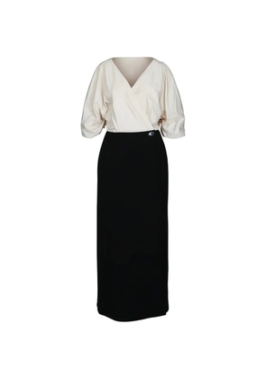 STAUD two-tone wrap-style dress - White