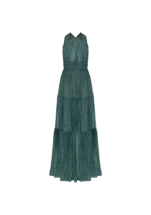 Ulla Johnson Freesia plissé-effect tiered maxi dress - Green