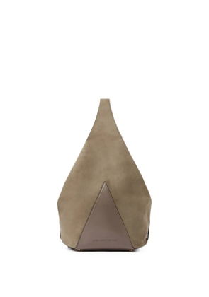 Stella McCartney logo-print panelled shoulder bag - Brown
