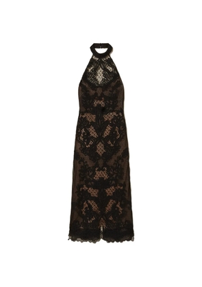 TWINSET long mesh dress with embroidery - Black
