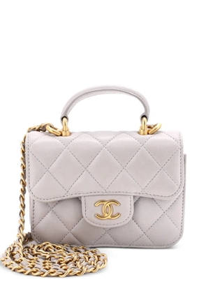 CHANEL Pre-Owned Top Handle Flap Coin Purse with Chain Quilted Lambskin crossbody bag - Grey