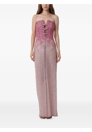 Dina Melwani crystal-lattice strapless maxi dress - Pink