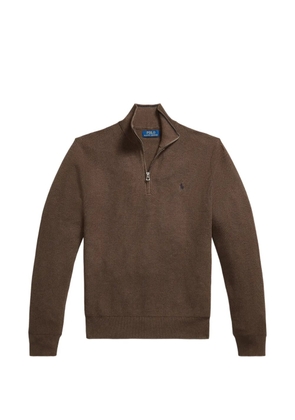 Polo Ralph Lauren quarter-zip textured-knit sweater - Brown