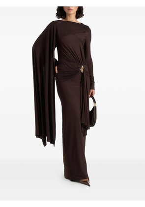 Manière De Voir Edena asymmetric ruched draped maxi dress - Brown