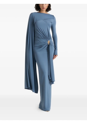Manière De Voir Edena asym ruched draped maxi dress - Blue