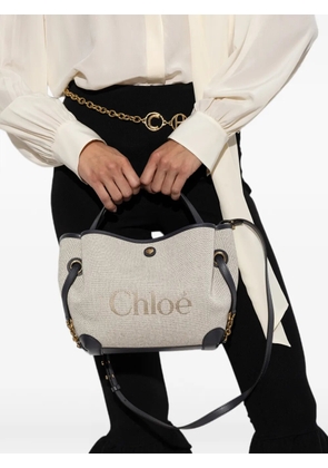Chloé Clover logo-print leather-trim tote bag - Neutrals