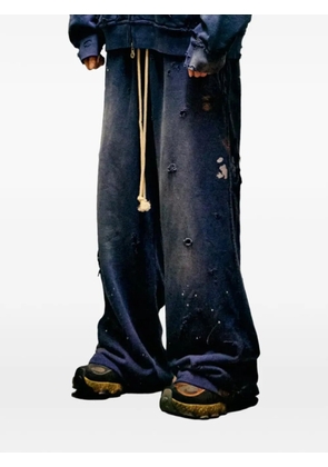 SATOSHI NAKAMOTO Luke distressed-effect wide-leg track pants - Blue