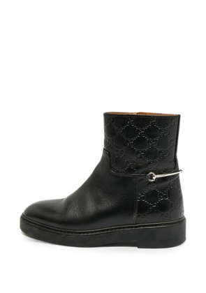 Gucci Pre-Owned Horsebit Guccissima ankle boots - Black