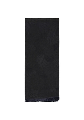 Zegna floral-jacquard fringed scarf - Black