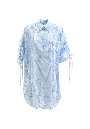 PUCCI Manuba-print ruched-sleeve mini dress - Blue