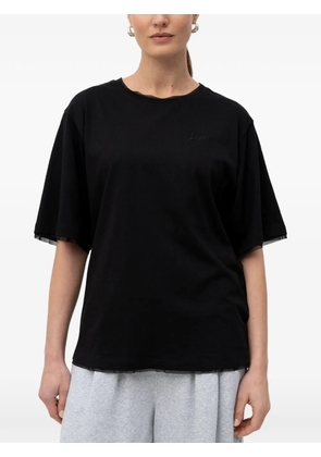 BOSS tulle-trim logo-plaque T-shirt - Black
