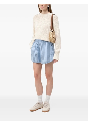 BOSS vertical-stripe elasticated-waist shorts - Blue