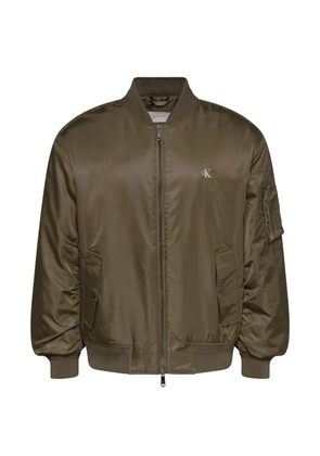 Calvin Klein cK logo-print zip-up bomber jacket - Green