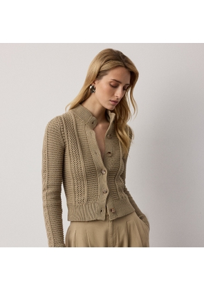 Cotton-Blend Mockneck Cardigan