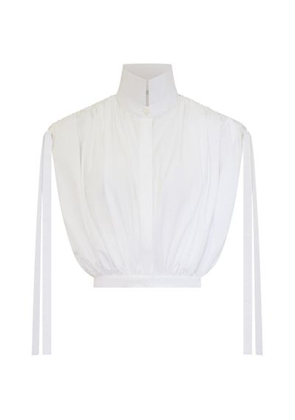 Shirt with high ruffled collar