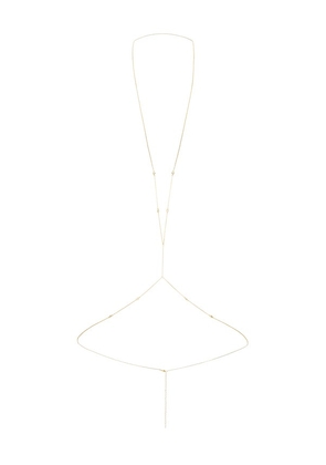 By Adina Eden Cz Bezel Station Body Chain in Metallic Gold.