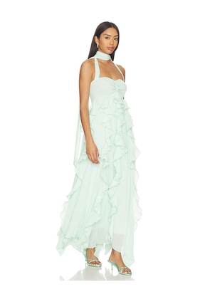 Show Me Your Mumu Gemma Ruffle Maxi Dress in Mint. Size L. Also in S, XS, M, XL.