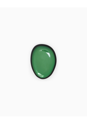 Glossy oval mirror effect brooch with a brass clasp