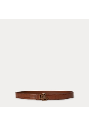 Logo Reversible Croc-Embossed Belt